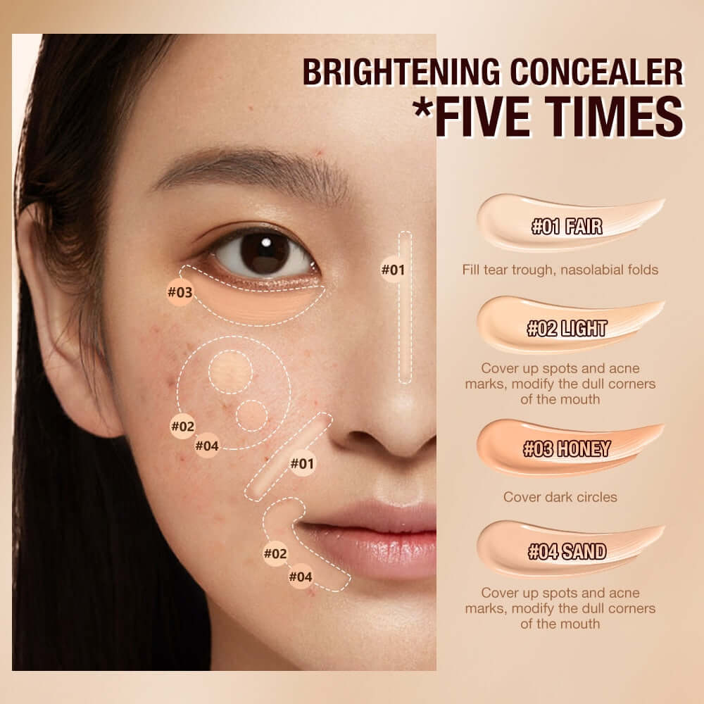 4pcs Face Primer Liquid Concealer Full Coverage for Face Cosmetics With Puff Gift