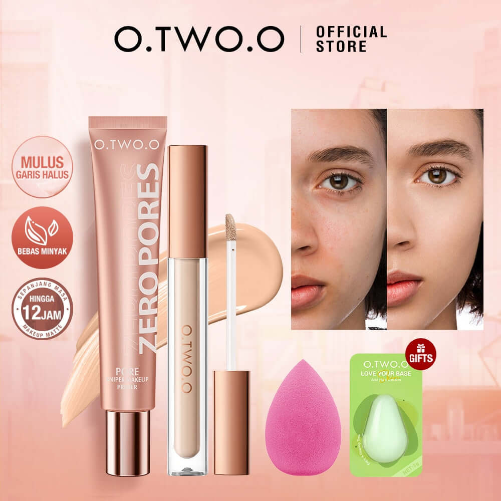 4pcs Face Primer Liquid Concealer Full Coverage for Face Cosmetics With Puff Gift - Chic Beauty Stores