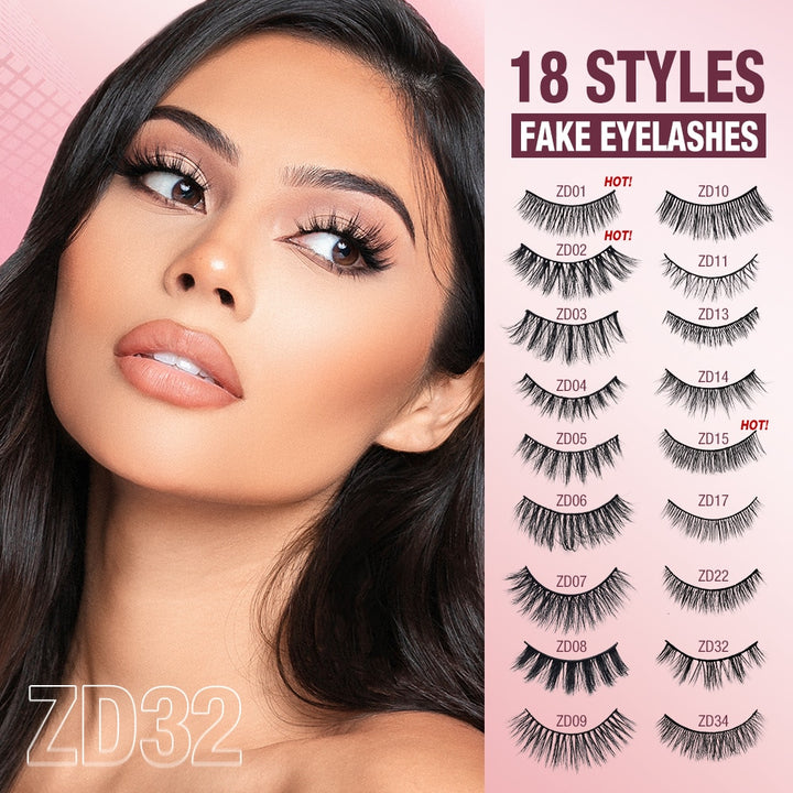 False Eyelashes Self Adhesive Long Thick Volume Eyelashes No Need Glue - Chic Beauty Stores