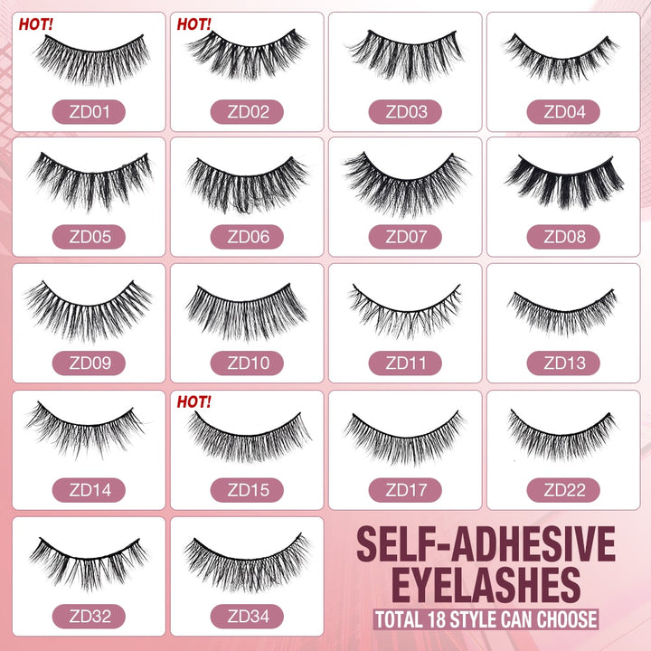 False Eyelashes Self Adhesive Long Thick Volume Eyelashes No Need Glue