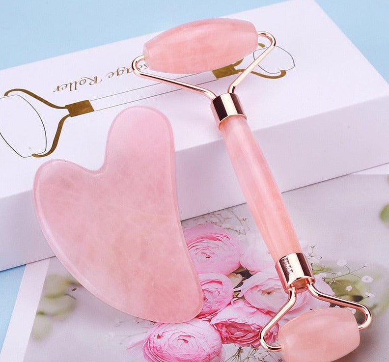 Massager Roller Scraper Set Pink Rose - Chic Beauty Stores